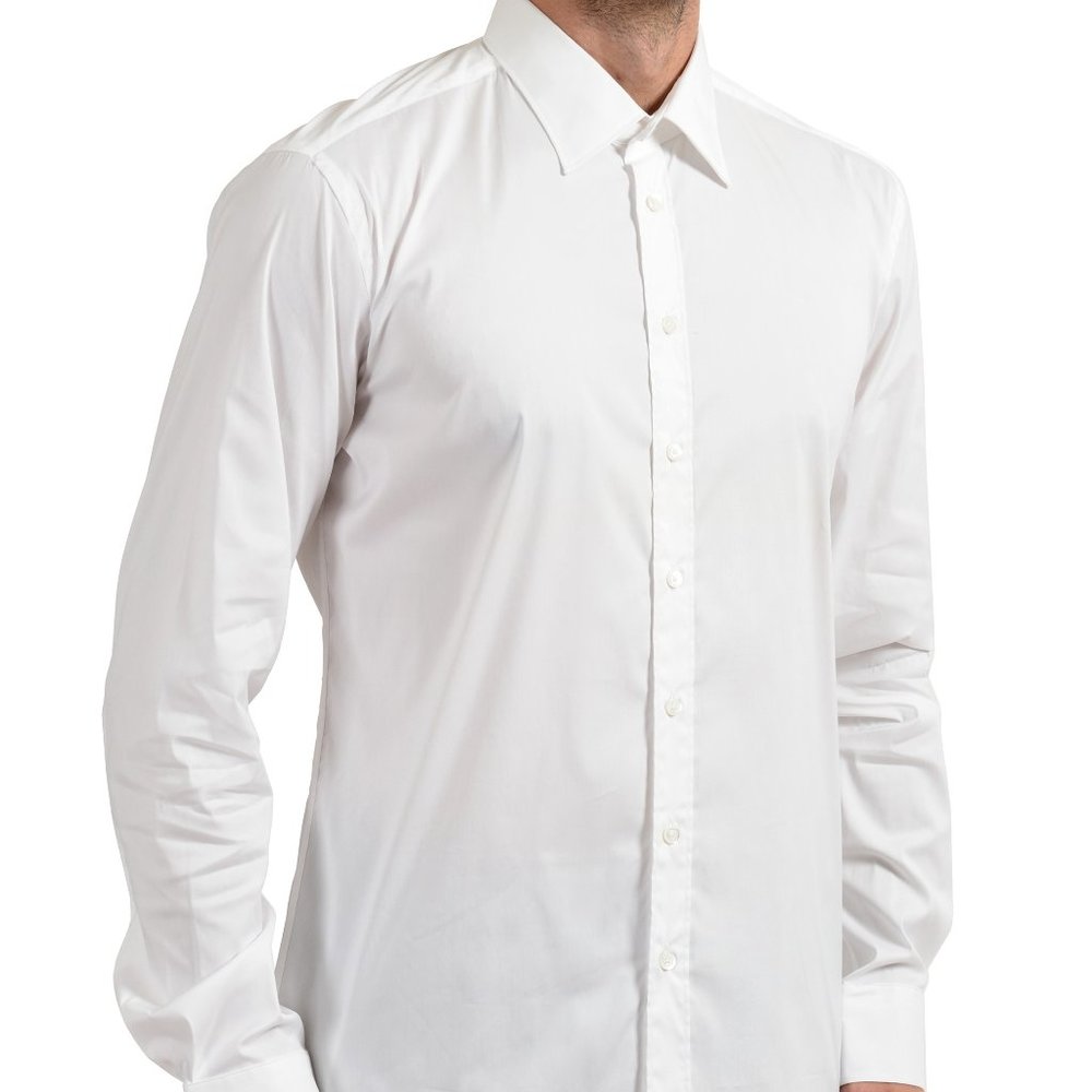 Malo Men's White Stretch Long Sleeve Dress Shirt